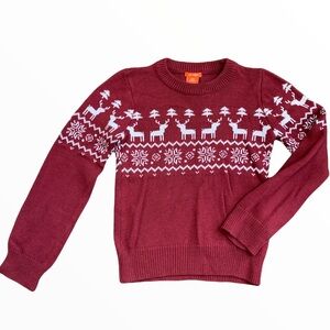 JOE FRESH Christmas/Holidays Fair Isle Sweater With Long Sleeve Maroon Red Boy 7